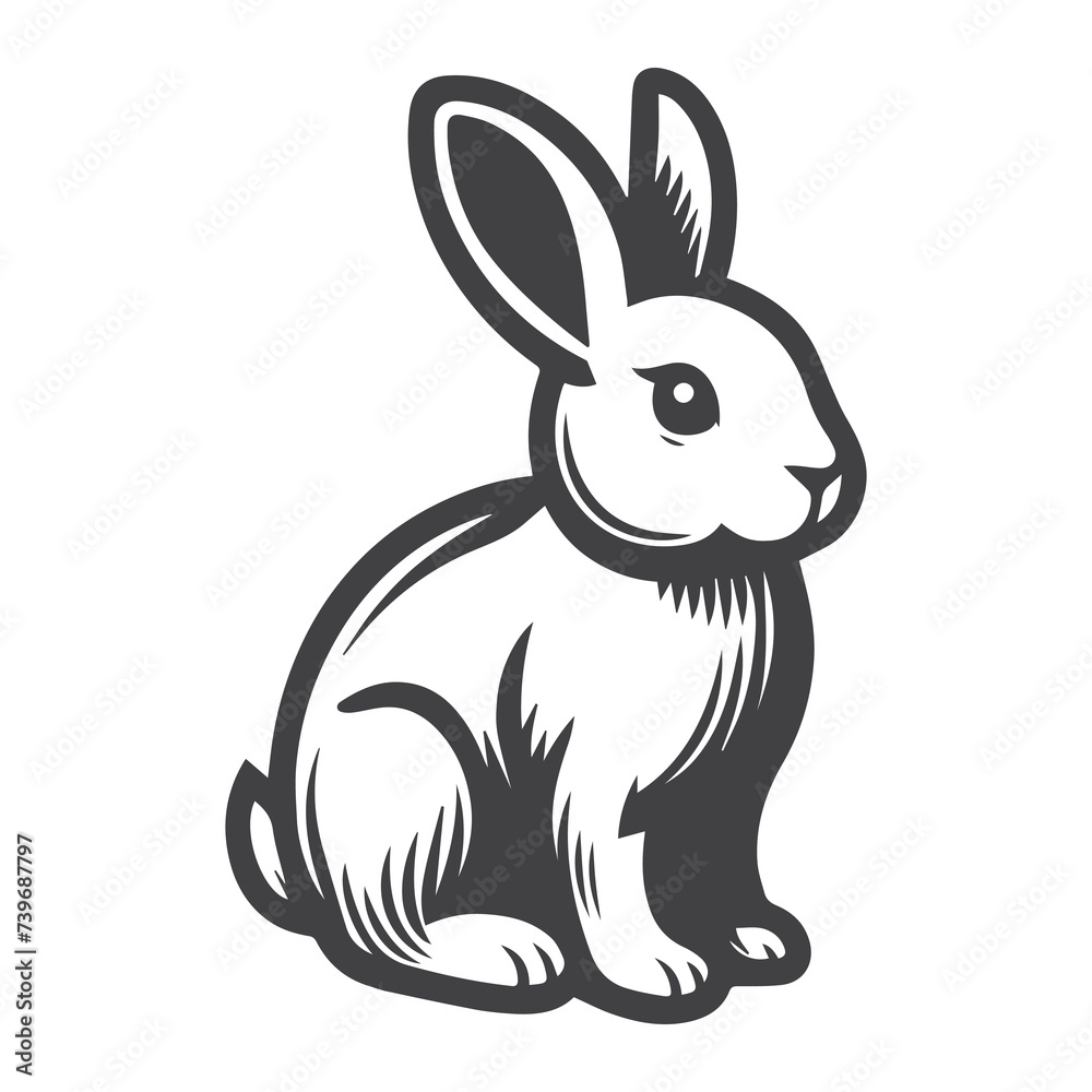 Obraz premium Rabbit Vector. Isolated rabbit shadow on a white background