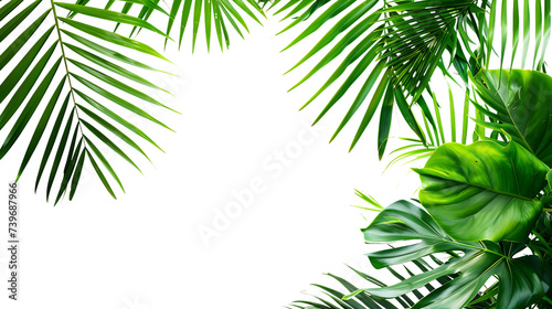 Fresh green palm leaves isolated, on transparent white background, text copy space © Kpow27