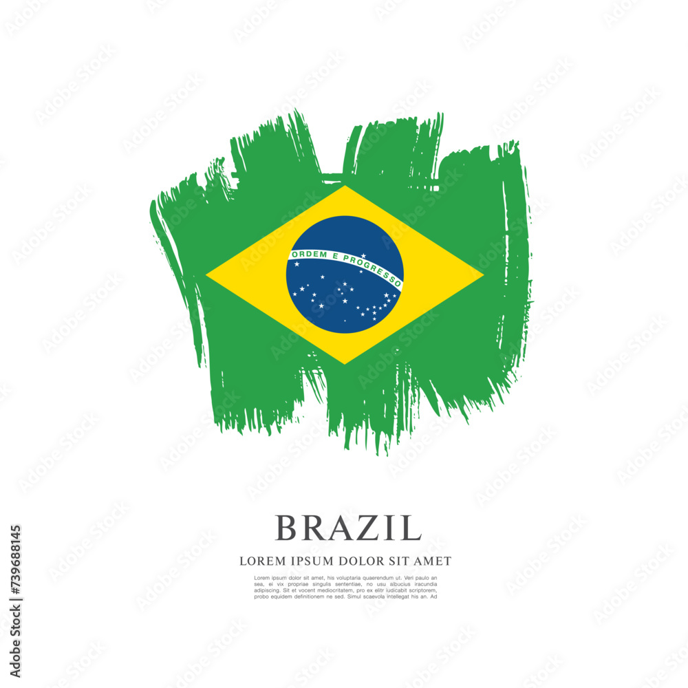 Fototapeta premium Flag of Brazil, brush stroke background
