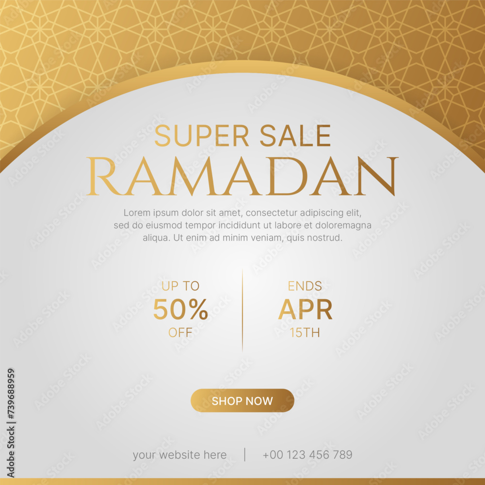 Obraz premium Islamic Arabic Luxury Ramadan Kareem Eid Mubarak Sale Banner