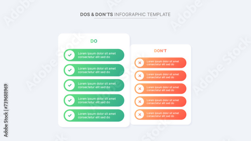 Circle Round Dos and Don'ts, Pros and Cons, VS, Versus Comparison Infographic Design Template	