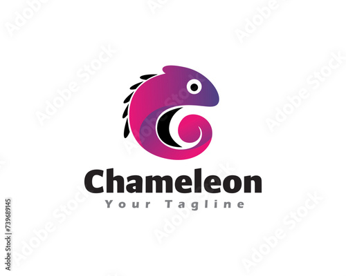 simple abstract chameleon art logo icon symbol design template illustration inspiration