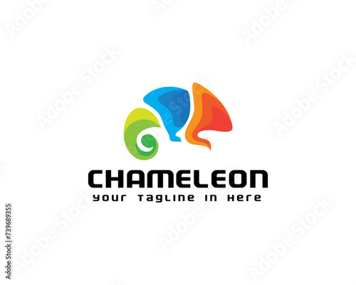 colorful chameleon pieces logo icon symbol design template illustration inspiration