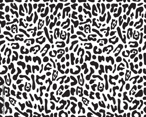 Seamless pattern of leopard leather, black color on a white background 