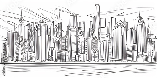 Coloring pages sketch of the city
