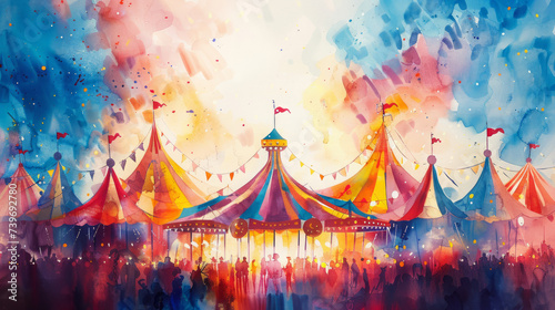 Colorful carnival watercolour. Holiday celebration