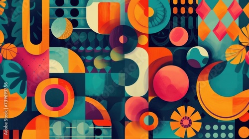 Retro patterns feature vibrant colors and repetitive designs evoking nostalgic vibes, Ai Generated.