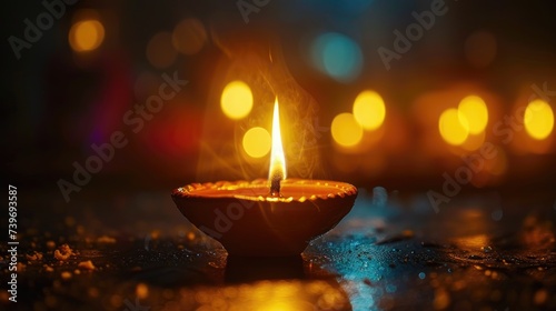 Illuminate the darkness with the warm glow of a Diwali festival light, Ai Generated