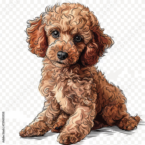 Cocker Spaniel puppy sitting on white background. Vector illustration.
