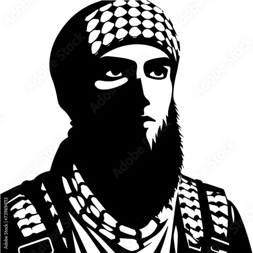 Vector portrait of a Muslim man isolated on white background 