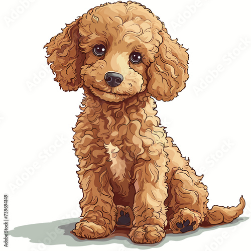 Cute brown poodle puppy. Vector illustration of a dog.