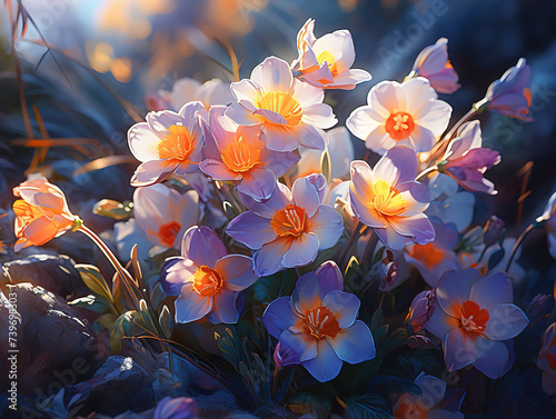 Realistic colourful flowers background