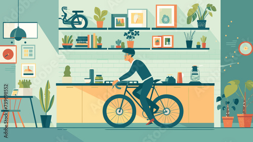Men riding a vintage bicycle fun and vibrant vector cartoon showcasing cycling as a lifestyle and mode of transport.