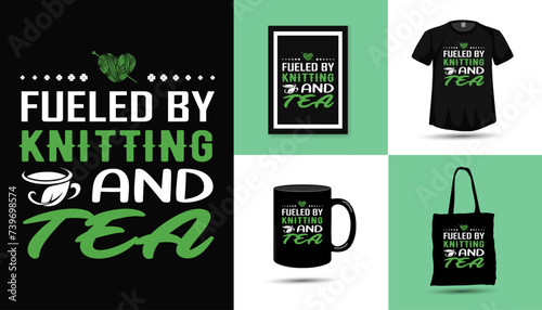 ST Patricks day knitting and tea t-shirt design vector
