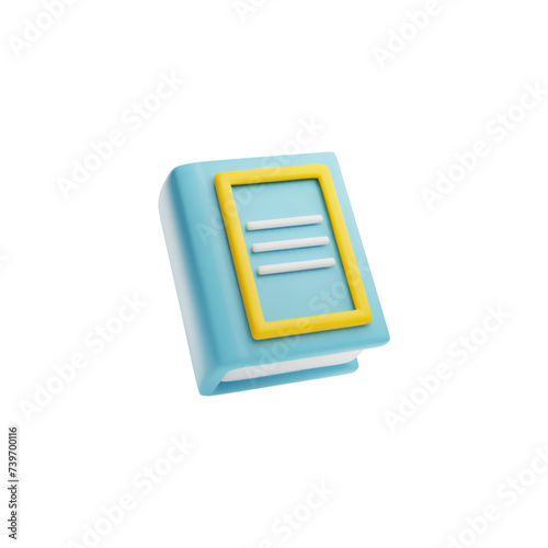 Blue closed book with yellow frame on cover 3D style