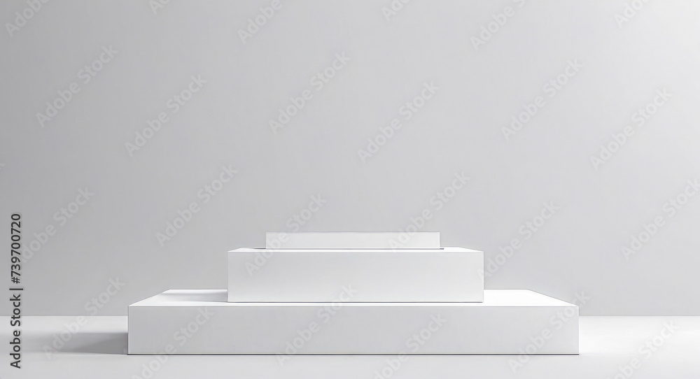 Empty podium or pedestal display on white background with stand. Blank product shelf standing backdrop. 3d product display space Empty podium or pedestal display on white background with stand. Blank product shelf standing backdrop. 3d product display space
