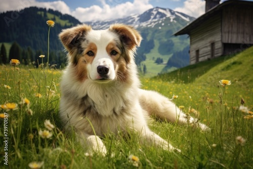 Cute dog on green lawn © Aida