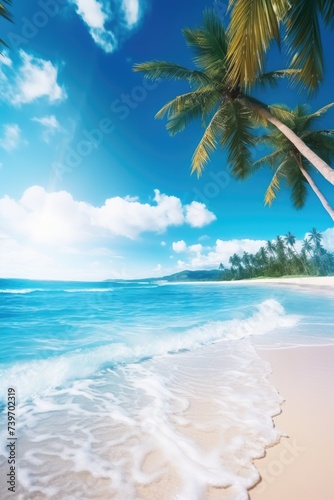 Palm trees on the background of the sea and blue sky © Aida