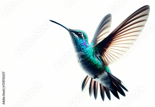 Bird with longest beak. Sword-billed hummingbird in white background ai generative