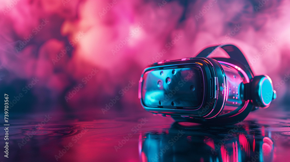 Abstract background for a virtual reality headset advertisement showcasing the immersive potential of digital worlds - obrazy, fototapety, plakaty 