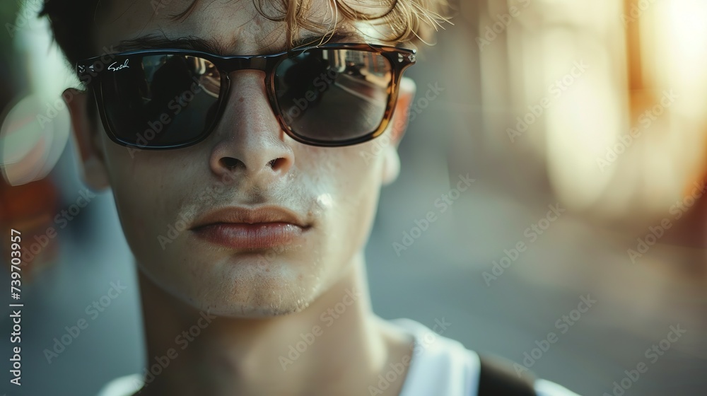 portrait of young man with sunglasses portrait of young man with sunglasses
