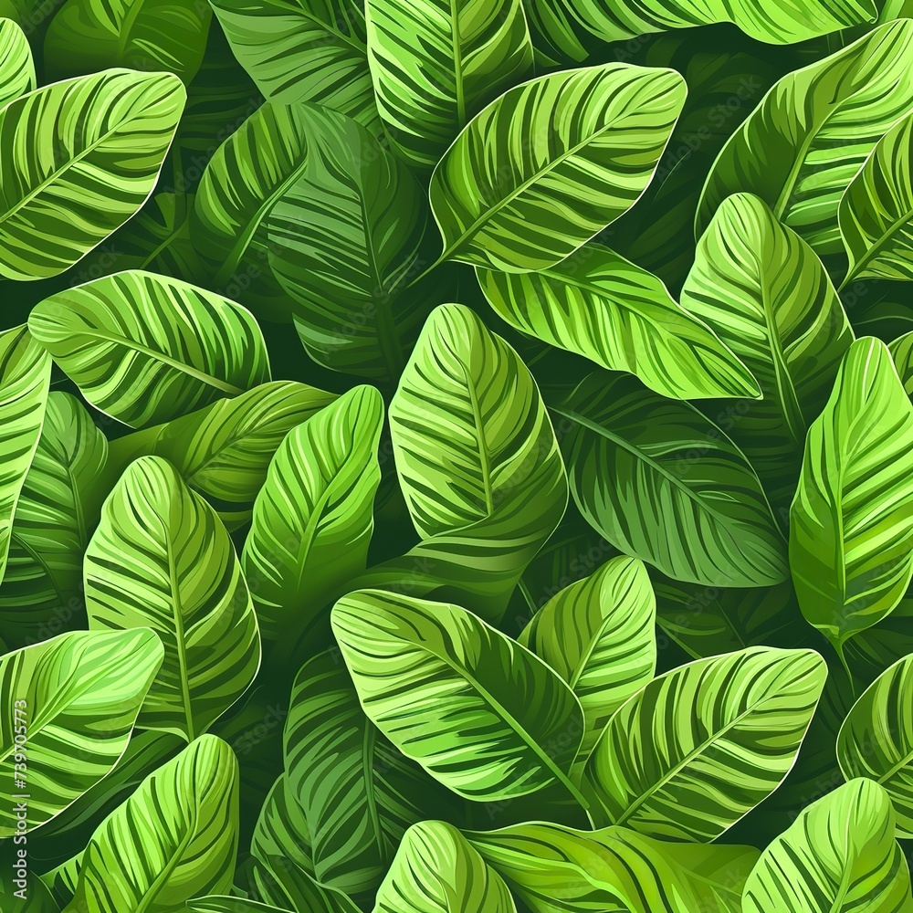 Smooth Green Lily Leaves Seamless Pattern Design Background

