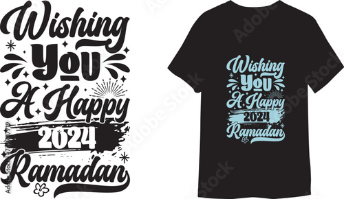 Wishing you a happy 2024  Ramadan vector stock illustration T shirt Design. 
