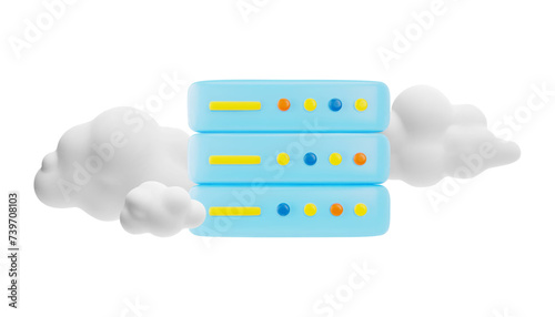 3D clouds with weather forecast widget template, vector cartoon environment climate technology meteorology sample design