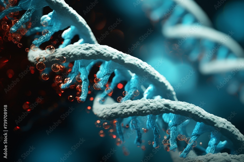 Close-up of intricately detailed dna strand in mesmerizing high definition beauty under microscope