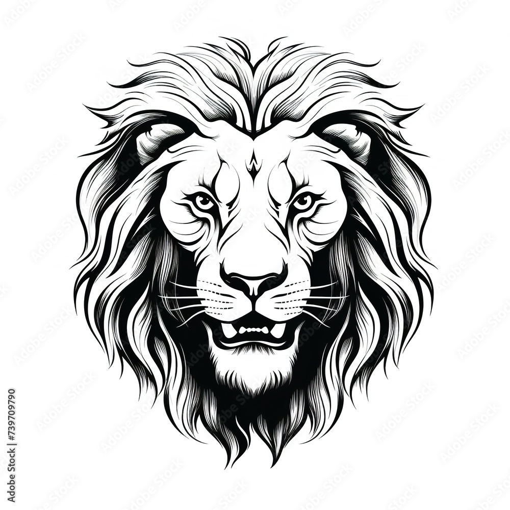 Lion Tattoo Isolated on White Background