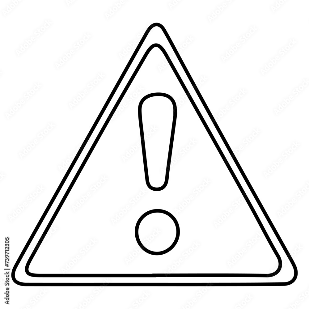 Black line Exclamation mark in triangle symbol icon outline hazard warning sign, careful, attention, danger warning sign. Vector Illustration Black line Exclamation mark in triangle symbol icon outline hazard warning sign, careful, attention, danger warning sign. Vector Illustration
