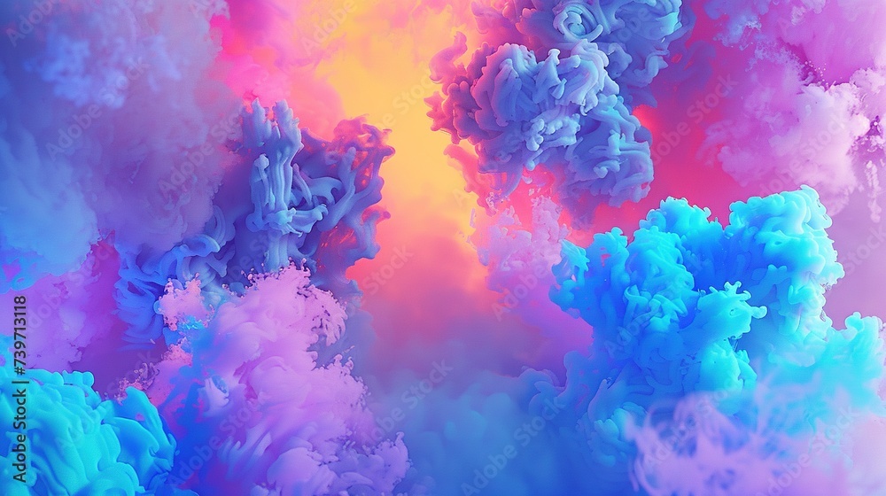 Multicolored Smoke ink. Explosion, Paint, Abstract, Pastel, Wallpaper, Background, Colorful
