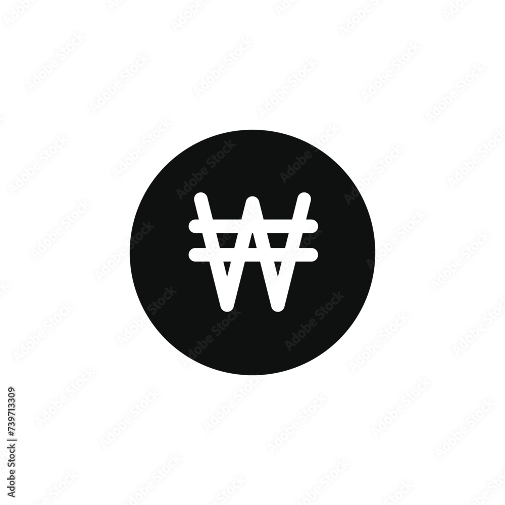 Won icon isolated on transparent background Won icon isolated on transparent background