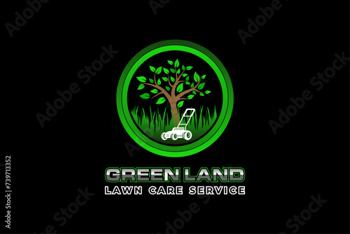 lawn care, grass trimming, landscape, grass, agriculture concept logo design 