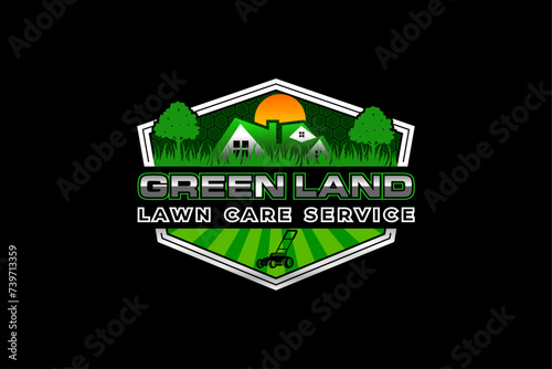 lawn care, grass trimming, landscape, grass, agriculture concept logo design	