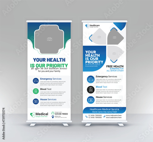 professional roll up medical healthcare business stand banner template