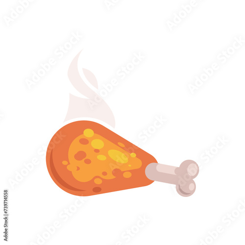 fried Chicken leg vector illustration, delicious chicken leg flat icon