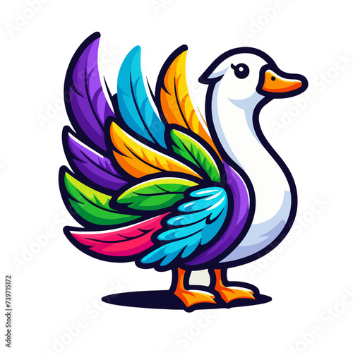 flat vector logo of a cute duck
