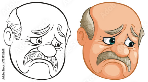 Two faces showing different sad expressions