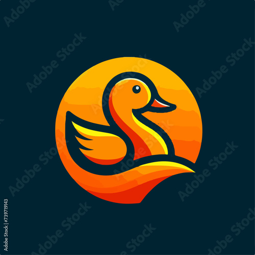 flat vector logo of a cute duck 