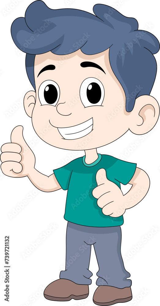 cartoon doodle illustration of approval, boy with a happy face showing a thumbs up cartoon doodle illustration of approval, boy with a happy face showing a thumbs up