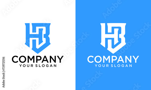 Creative letter HB or BH logo with shield inspiration. Alphabet letters Initials Monogram logo HB, BH, H and B, Alphabet Letters HB minimalist logo design in a simple yet elegant font