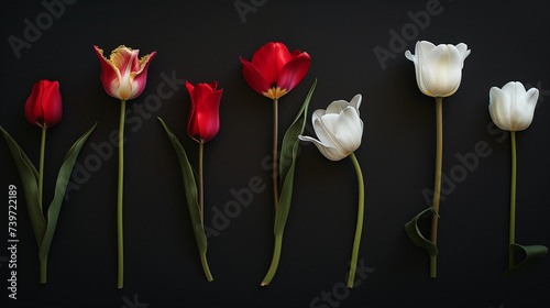 Tulips on a black background