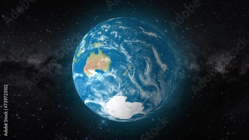 Cinematic video background showcases Realistic Globe rotating, zooming in on New Zealand country | realistic Earth rotating and zooming in on New Zealand Country video background in 4K