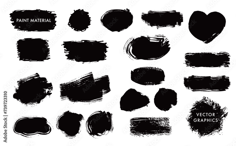 黒色絵の具・ベクター素材 黒色絵の具・ベクター素材