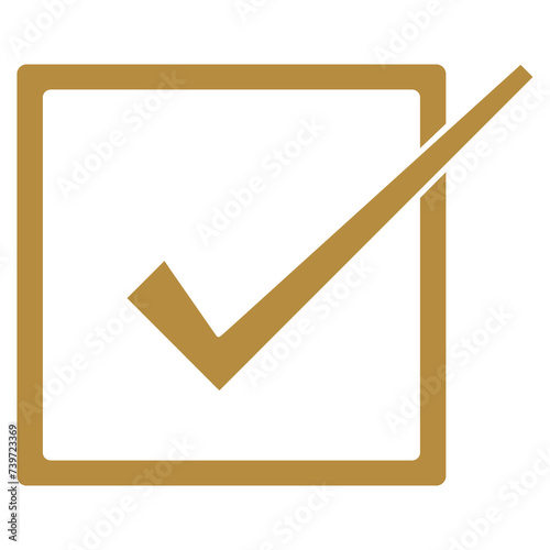 Gold Tick Box or Check Box Isolated on White