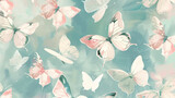 Butterfly Background, Pastel  Butterfly Background, Floating Butterflies in a seamless pattern, cute butterfly pattern