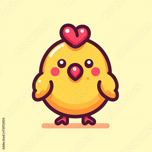 flat vector logo of a cute chicken 