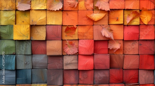 Colorful abstract square grid autumn concept
