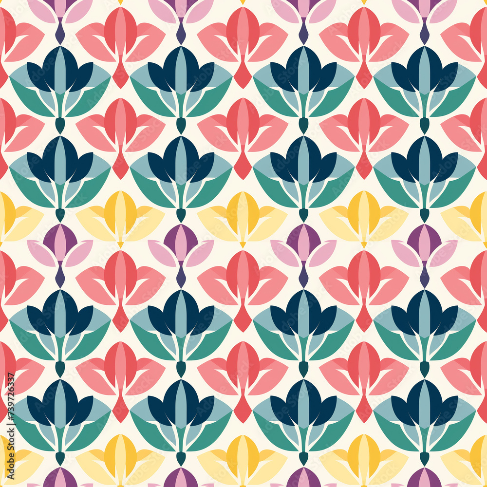 Obraz premium Singapore Peranakan seamless pattern, lotus pattern, seamless tile, background, Peranakan culture, Nyonya motifs, Nyonya pattern